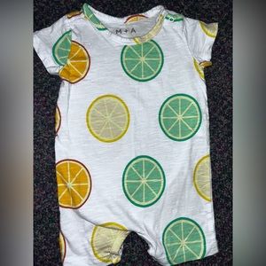 Colorful Citrus Print Baby Romper 3/6m